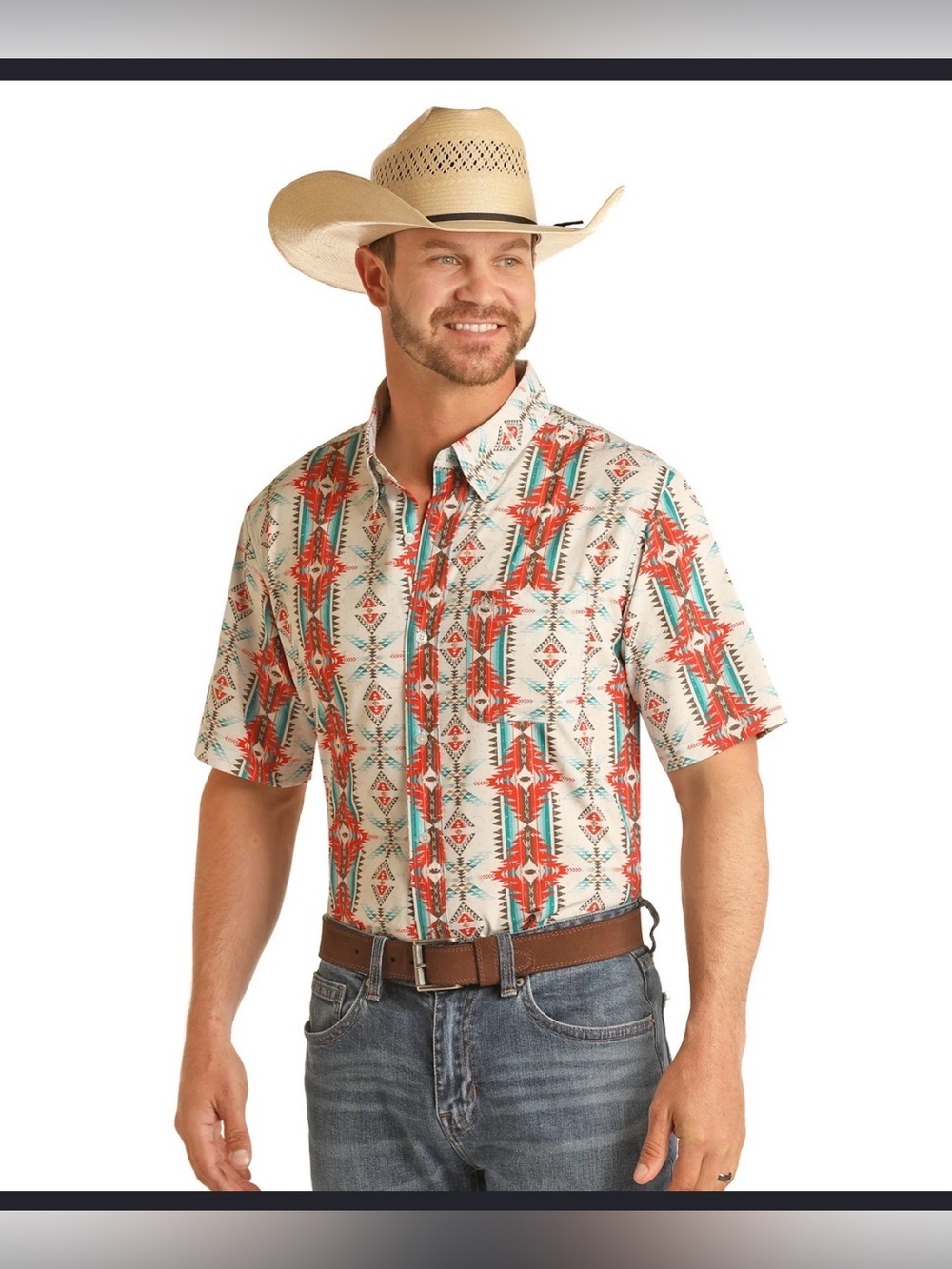 Panhandle Western Button Down Shirt , XL